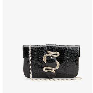 Gold Snake Buckle Fold-Over Clutch - Express